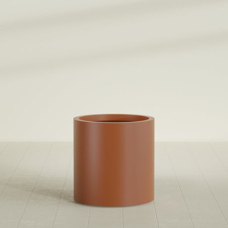 Rio Grande Cylinder Planter in Matte Terra Cotta, 22"D × 22"H, shown empty