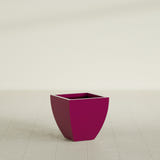 Lima Tapered Square Planter in Gloss Eggplant, 16", shown empty