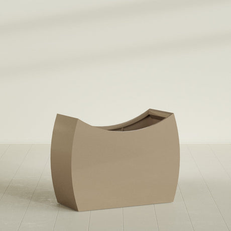Seoul Curved Planter in Gloss Metallic Gold, 48"L × 20"D × 36"H, shown empty