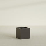 Montroy Cube Planter in Matte Dark Brown, 24", shown empty