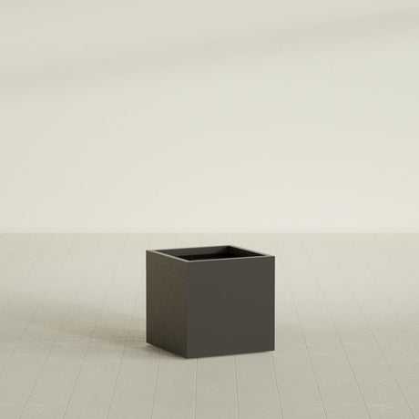 Montroy Cube Planter in Matte Dark Brown, 24", shown empty