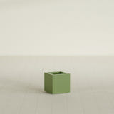 Montroy Cube Planter in Satin Green, 12", shown empty