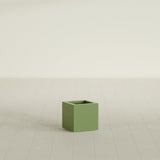 Montroy Cube Planter in Satin Green, 12", shown empty