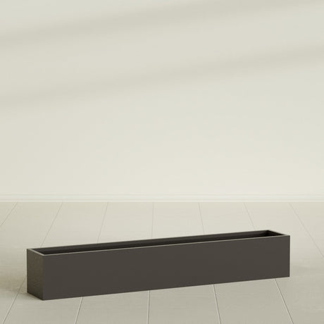 Monaco Rectangle Planter in Matte Dark Brown, 44"L, shown empty