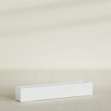 Salon Box Planter in Matte Bright White, 48" Long, shown empty