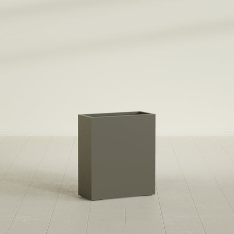 Perth Rectangular Planter in Matte Bronze, 36"L × 16"D × 42"H, shown empty
