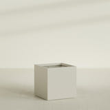 Montroy Cube Planter in Satin Beige, 36", shown empty