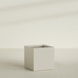 Montroy Cube Planter in Satin Beige, 36", shown empty