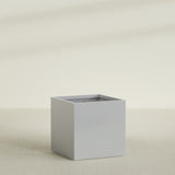 Montroy Cube Planter in Metallic Silver, 40", shown empty