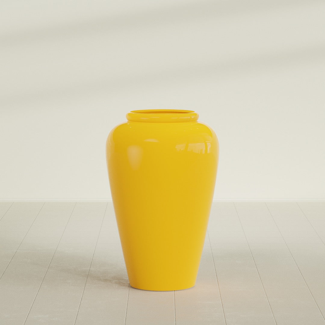 Barà Jar Planter in Gloss Saffron, 24"D × 37"H, shown empty