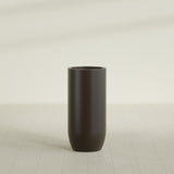 Saint Tropez Bullet Round Planter in Matte Dark Brown, 20"D × 43"H, shown empty