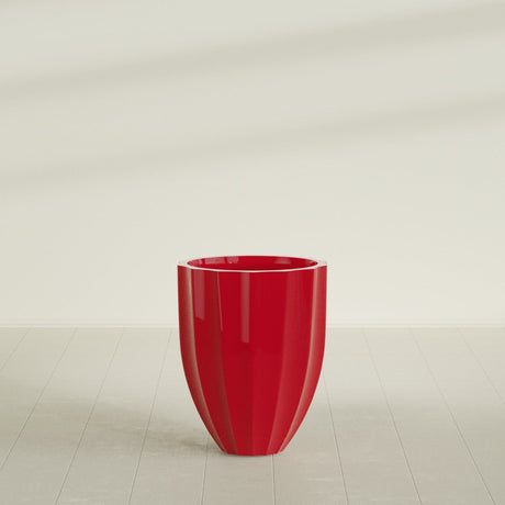 Alicante Fluted Planter in Gloss Red, 22"D × 27"H, shown empty