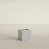 Montroy Cube Planter in Metallic Silver, 16", shown empty