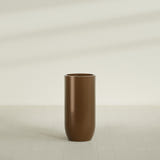Saint Tropez Bullet Round Planter in Metallic Bronze, 24"D × 50"H, shown empty