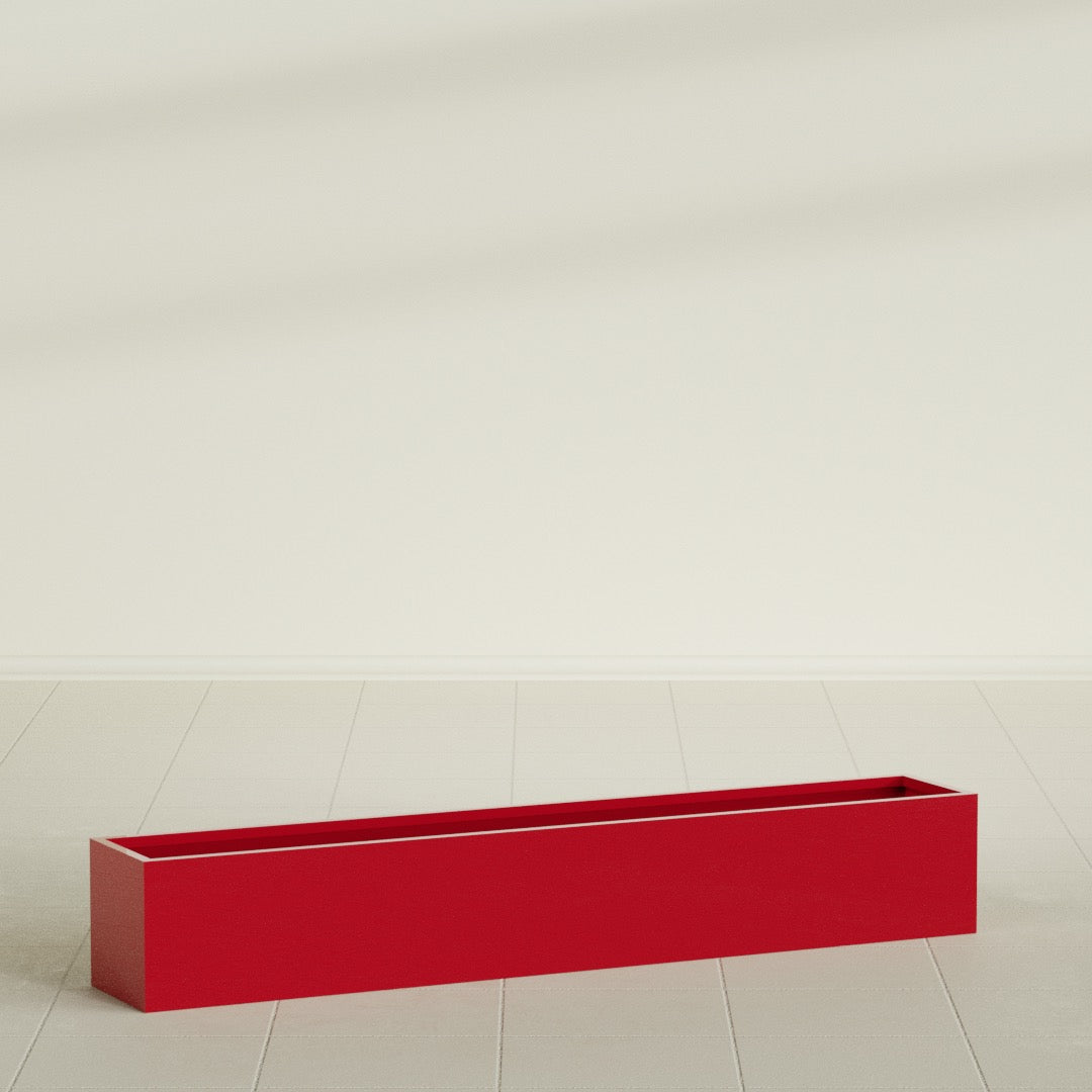 Monaco Rectangle Planter in Gloss Red, 44"L, shown empty