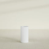Corry Cylinder Planter in Gloss Bright White, 10"D × 20"H, shown empty