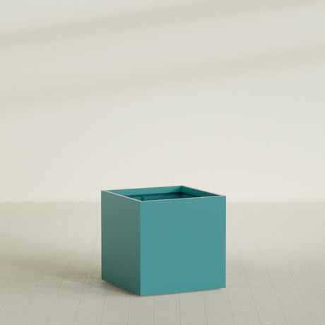 Montroy Cube Planter in Satin Seafoam Green, 36", shown empty