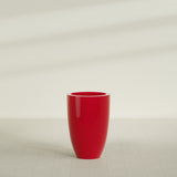 Brannan Tapered Round Planter in Gloss Red, 24"D × 35"H, shown empty