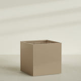 Montroy Cube Planter in Gloss Metallic Gold, 60", shown empty