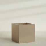 Montroy Cube Planter in Gloss Metallic Gold, 60", shown empty