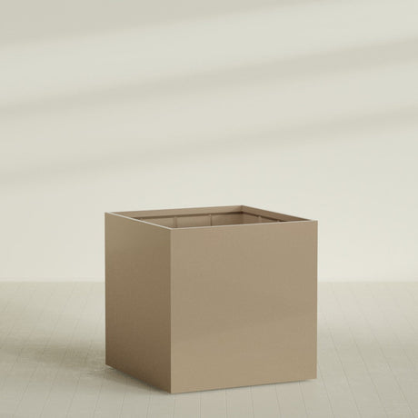 Montroy Cube Planter in Gloss Metallic Gold, 60", shown empty
