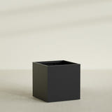 Montroy Cube Planter in Matte Black, 40", shown empty