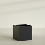 Montroy Cube Planter in Matte Black, 40", shown empty