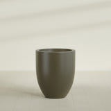 Valencia Tapered Round Planter in Matte Bronze, 27"D × 31"H, shown empty