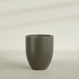 Valencia Tapered Round Planter in Matte Bronze, 27"D × 31"H, shown empty