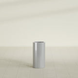 Corry Cylinder Planter in Metallic Silver, 10"D × 20"H, shown empty