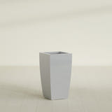 Toulan Tapered Square Planter in Metallic Silver, 16"W × 30"H, shown empty