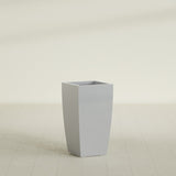 Toulan Tapered Square Planter in Metallic Silver, 16"W × 30"H, shown empty