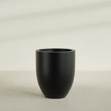 Valencia Tapered Round Planter in Matte Black, 27"D × 31"H, shown empty