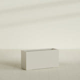 Miami Narrow Rectangular Planter in Satin Beige, 36"L × 12"D × 18"H, shown empty