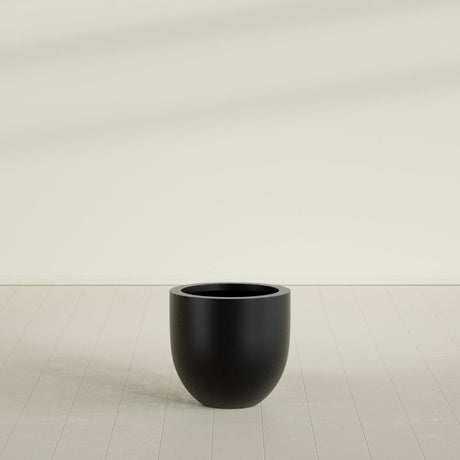 Alzira Bowl Planter in Matte Black, 23"D × 22"H, shown empty