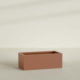 Torino Wide Rectangular Planter in Matte Terra Cotta, 48"L × 24"D × 18"H, shown empty