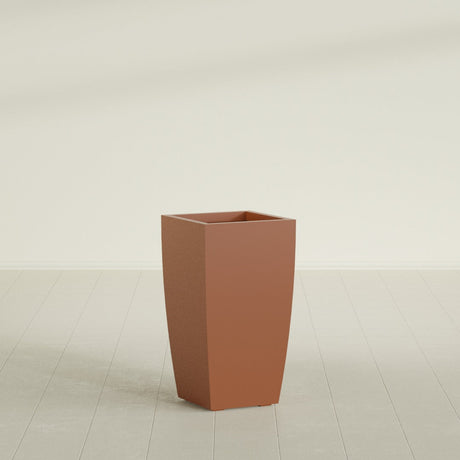 Toulan Tapered Square Planter in Matte Terra Cotta, 16"W × 30"H, shown empty