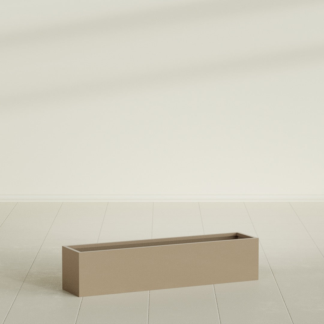 Monaco Rectangle Planter in Gloss Metallic Gold, 32"L, shown empty