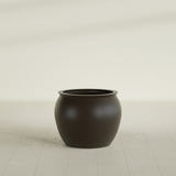 Shanghai Fishbowl Planter in Matte Dark Brown, 22", shown empty