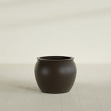 Shanghai Fishbowl Planter in Matte Dark Brown, 22", shown empty
