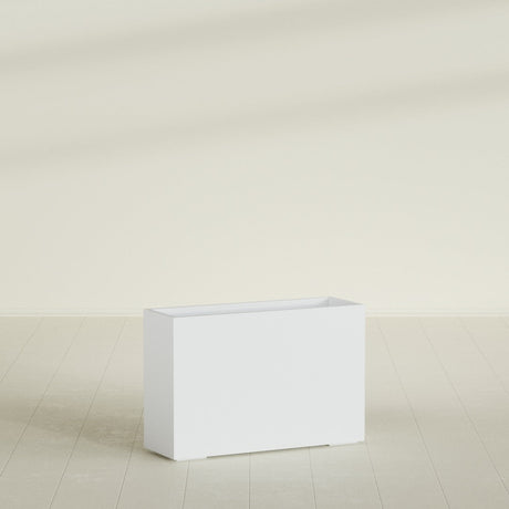 Potsdam Rectangular Planter in Gloss Bright White, 48"L × 16"D × 32"H, shown empty
