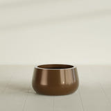 Short Hayden Bowl Planter in Metallic Bronze, 16"D × 8"H, shown empty