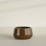 Short Hayden Bowl Planter in Metallic Bronze, 16"D × 8"H, shown empty