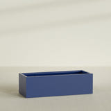 Torino Wide Rectangular Planter in Matte Cobalt Blue, 60"L × 24"D × 18"H, shown empty