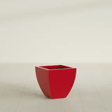 Lima Tapered Square Planter in Gloss Red, 16", shown empty