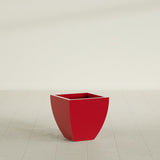 Lima Tapered Square Planter in Gloss Red, 16", shown empty