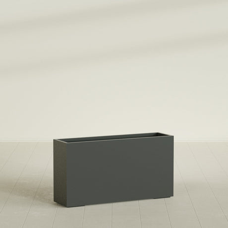 Potsdam Rectangular Planter in Matte Charcoal, 60"L × 16"D × 32"H, shown empty