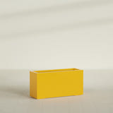 Miami Narrow Rectangular Planter in Gloss Saffron, 36"L × 12"D × 18"H, shown empty