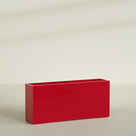 Potsdam Rectangular Planter in Gloss Red, 72"L × 16"D × 32"H, shown empty