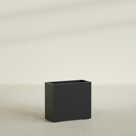 Potsdam Rectangular Planter in Matte Black, 36"L × 16"D × 32"H, shown empty